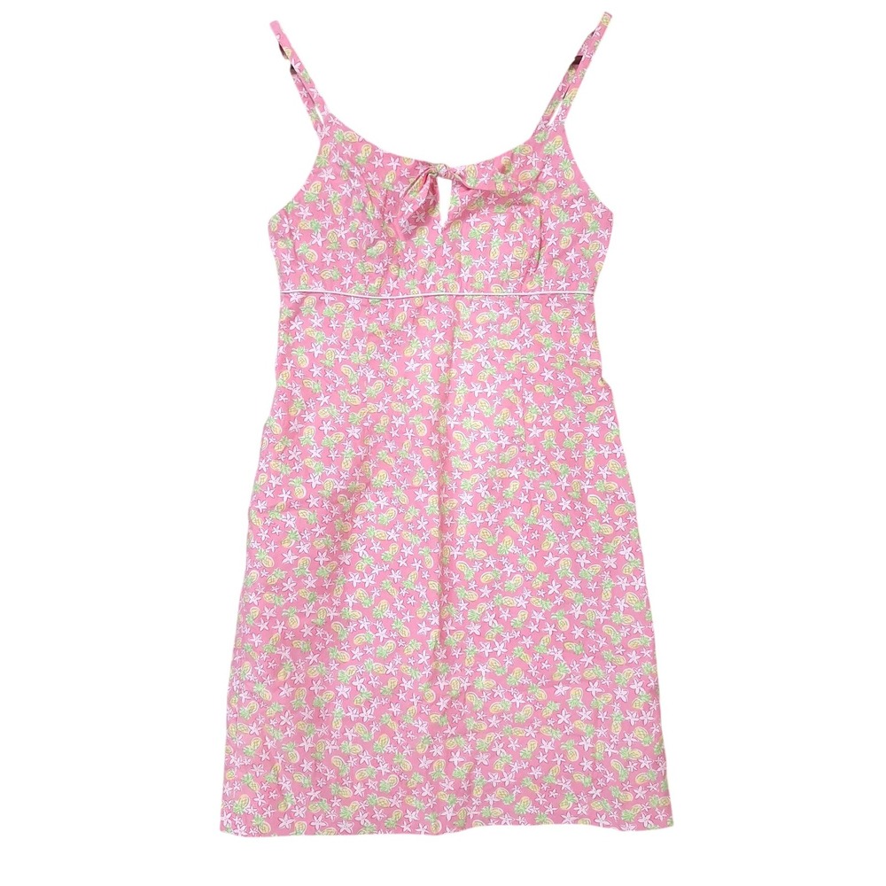 Lilly Pulitzer Pink Pineapple Floral Mini Sundress Sz 2 Spaghetti Straps Coastal